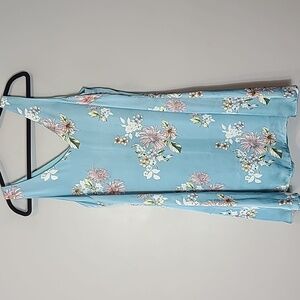 The Vanity Room Satin Dress Floral Size Medium Wedding Guest Comfy Flowy